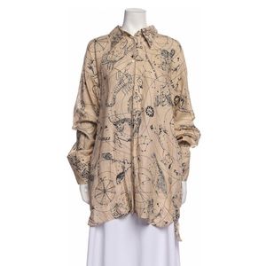 Acne Studios Zodiac Print Collared Buttoned Tunic Shift Shirt M runs large